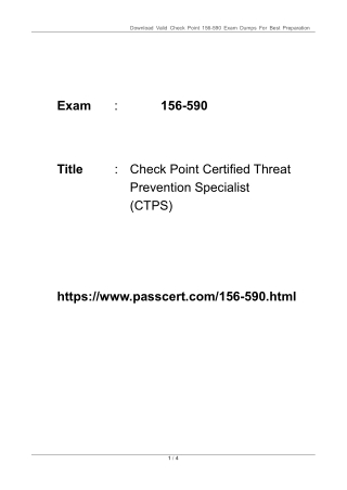 Check Point Threat Prevention Specialist (CTPS) 156-590 Dumps