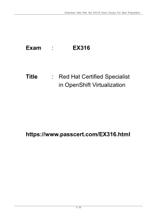EX316 Red Hat Certified Specialist in OpenShift Virtualization Dumps