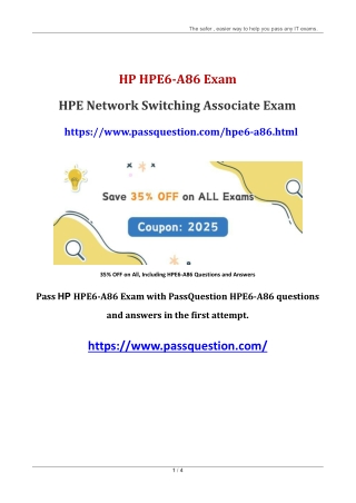 HPE Network Switching Associate HPE6-A86 Questions and Answers 2025