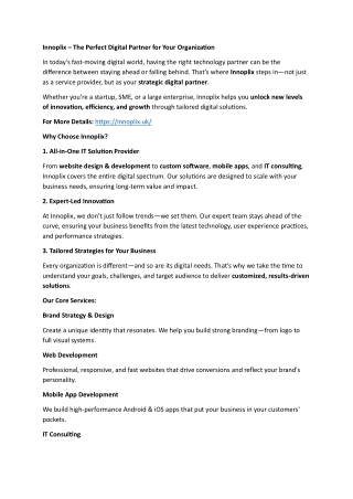 Innoplix – The Perfect Digital Partner for Your Organization