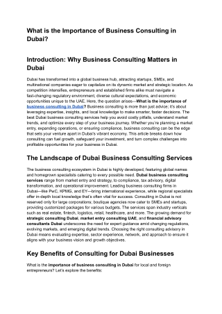 What is the Importance of Business Consulting in Dubai