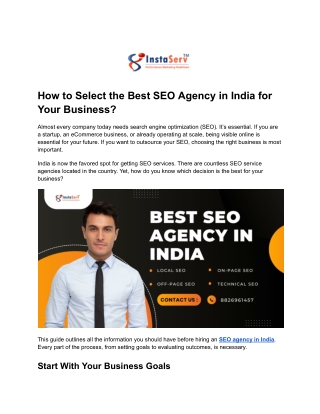 How to Select the Best SEO Agency in India for Your Business_