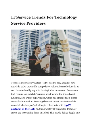 IT Service Trends For Technology Service Providers