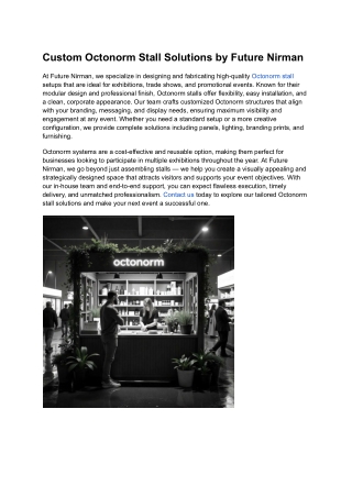 custom octonorm stall solutions by future nirman