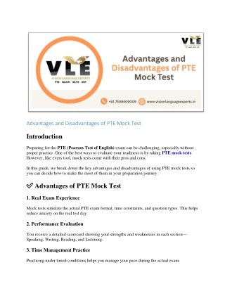 Advantages and Disadvantages of PTE Mock Test