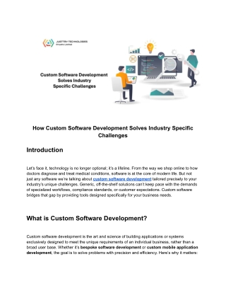 How Custom Software Development Solves Industry Specific Challenges