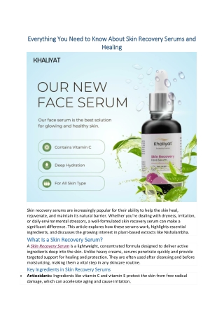 Everything You Need to Know About Skin Recovery Serums and Healing