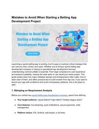 Mistakes to Avoid When Starting a Betting App Development Project