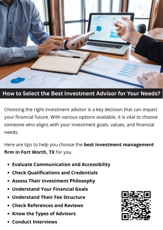 How to Select the Best Investment Advisor for Your Needs?