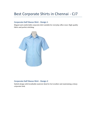 Best Corporate Shirt in Chennai