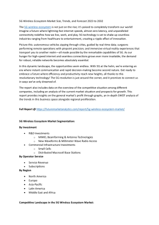 5G Wireless Ecosystem Market by Region, Technology, and Application