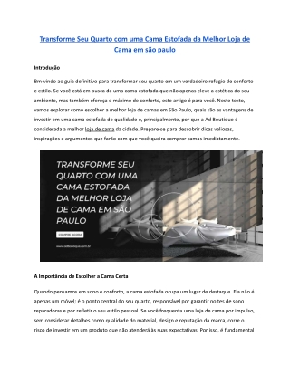 Transforme Seu Quarto com uma Cama Estofada da Melhor Loja de Cama em são paulo