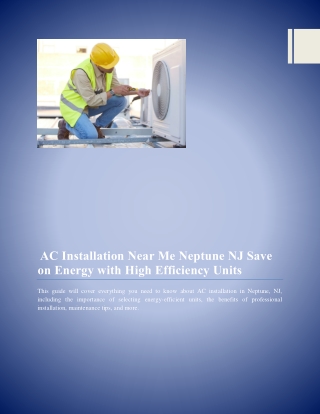 AC Installation Near Me Neptune NJ Save on Energy with High Efficiency Units