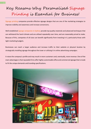 Key Reasons Why Personalised Signage Printing is Essential for Business!