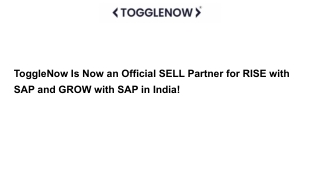 ToggleNow Is Now an Official SELL Partner for RISE with SAP and GROW with SAP