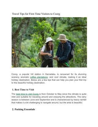 Travel Tips for First-Time Visitors to Coorg - Google Docs