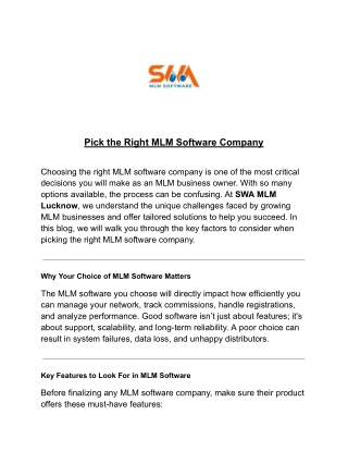 Pick the Right MLM Software Company