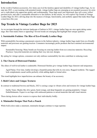 Top Trends in Vintage Leather Bags for 2023