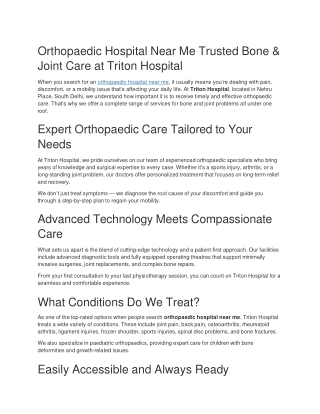 Orthopaedic Hospital Near Me Trusted Bone & Joint Care at Triton Hospital