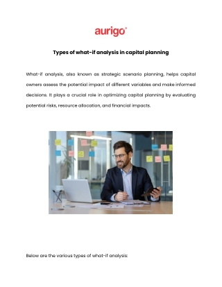 Types of what-if analysis in capital planning