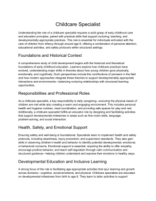 Childcare Specialist