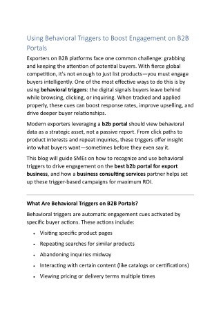 Using Behavioral Triggers to Boost Engagement on B2B Portals