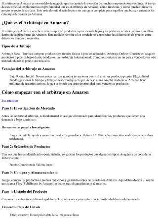 el arbitraje en amazon es un modelo de negocio