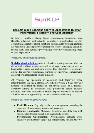 scalable cloud solutions and web applications