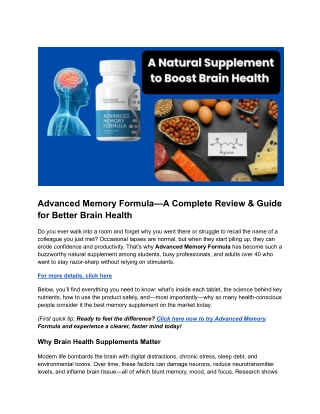 advanced memory formula a complete review guide