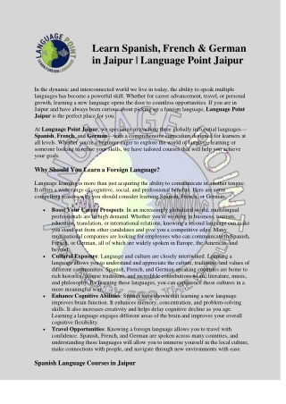 learn spanish french german in jaipur language
