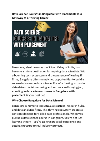 Data Science Courses in Bangalore with Placement