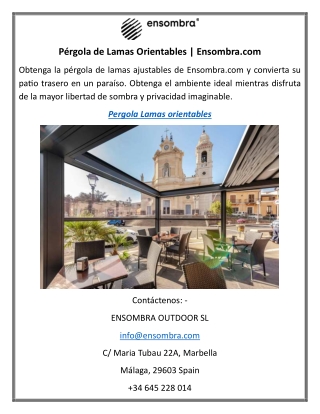 Pérgola de Lamas Orientables Ensombra.com