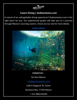 cavern diving godivemexico com