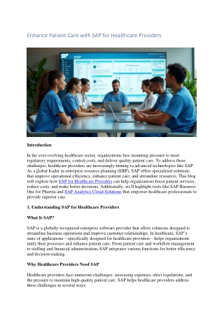 Enhance Patient Care with SAP for Healthcare Providers