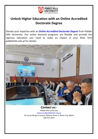 Unlock Higher Education with an Online Accredited Doctorate Degree
