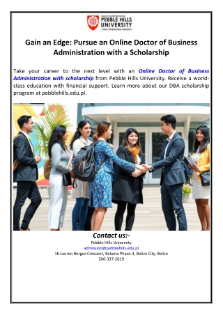 Gain an Edge: Pursue an Online Doctor of Business Administration with a Scholars