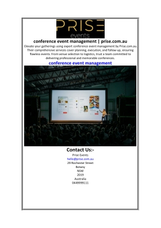 conference event management prise com au elevate