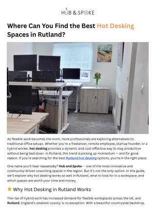 Where Can You Find the Best Hot Desking Spaces in Rutland