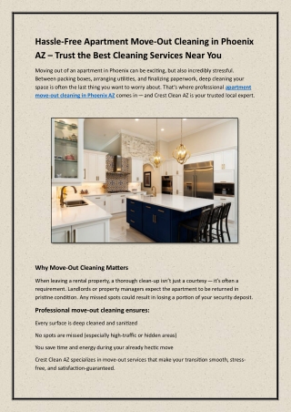 Hassle-Free Apartment Move-Out Cleaning in Phoenix AZ –Trust the Best Cleaning S