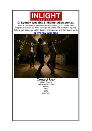 Dj Sydney Wedding  Inlightstudios.com.au.