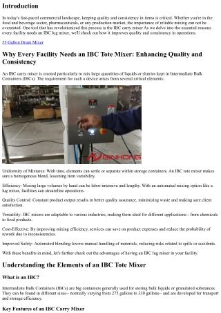 Why Every Center Requirements an IBC Tote Mixer: Enhancing Quality and Consisten