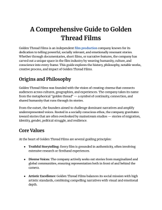 A Comprehensive Guide to Golden Thread Films