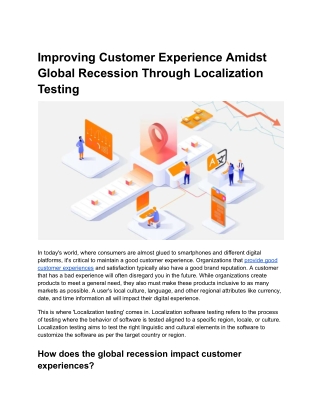 Improving Customer Experience Amidst Global Recession Through Localization Testing