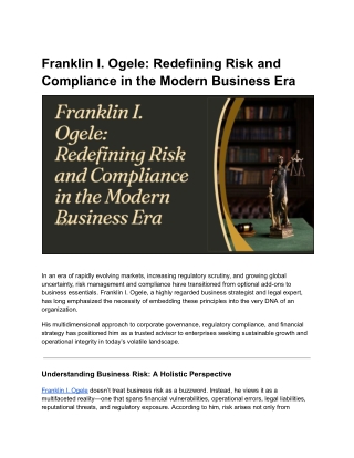 Franklin I. Ogele on Redesigning Risk into Resilience