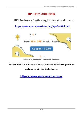 HPE Network Switching Professional HPE7-A08 Questions and Answers 2025