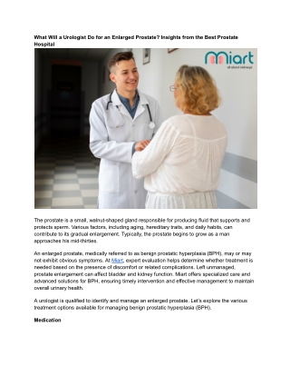 What Will a Urologist Do for an Enlarged Prostate_ Insights from the Best Prostate Hospital