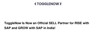 ToggleNow Is Now an Official SELL Partner for RISE with SAP and GROW with SAP