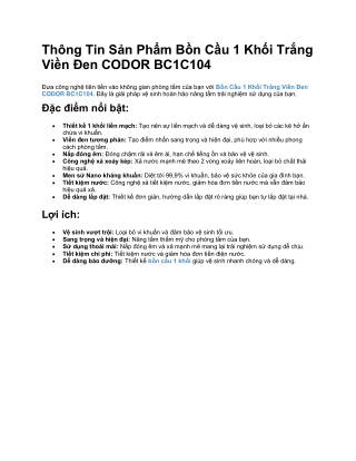 Bồn Cầu 1 Khối Trắng Viền Đen CODOR BC1C104