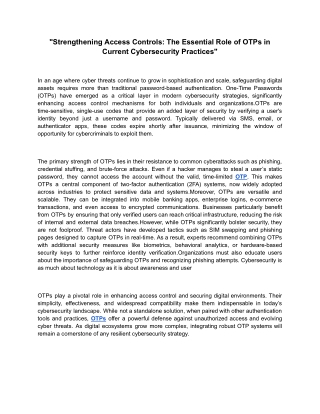 _Strengthening Access Controls_ The Essential Role of OTPs in Current Cybersecurity Practices_