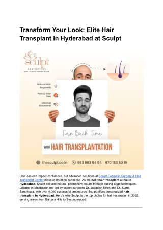 Transform Your Look_ Elite Hair Transplant in Hyderabad at Sculpt